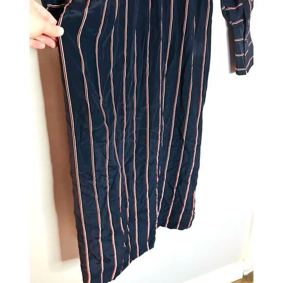 ALC Women's Black Nico Surplice Long Sleeve Striped Silk Midi Dress Size 2 - Picture 16 of 16